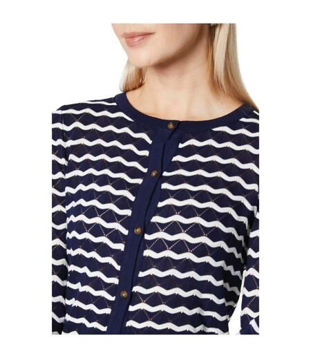 Principles Womens/Ladies Stripe Stitch Detail Cardigan (Navy) - UTDH6769