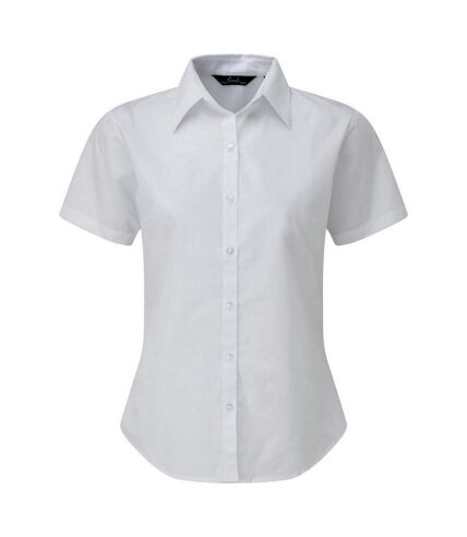 Short sleeve poplin blouse/plain work shirt white Premier