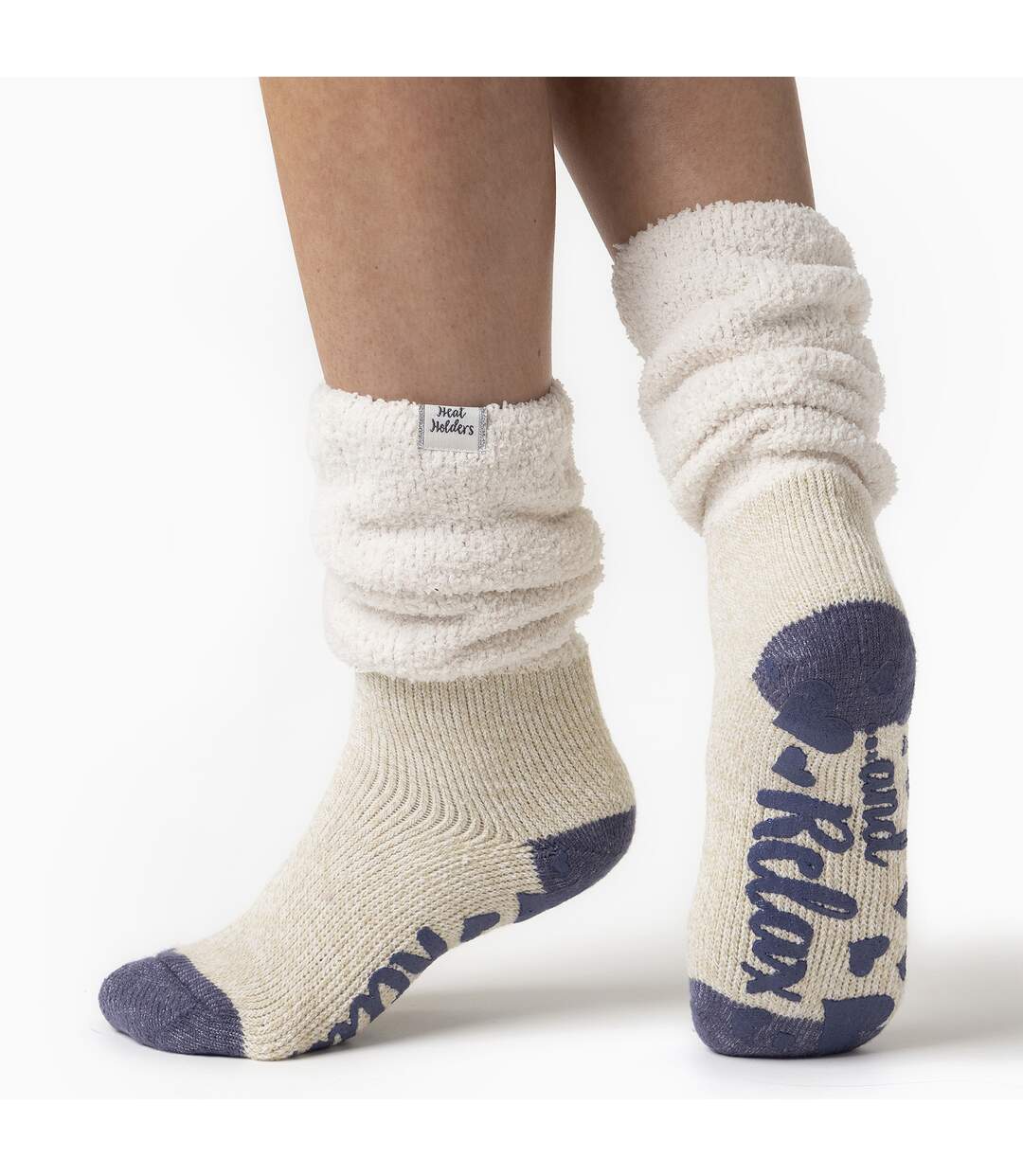Ladies Fluffy Slouch Top Non Slip Thermal Bed Socks-5