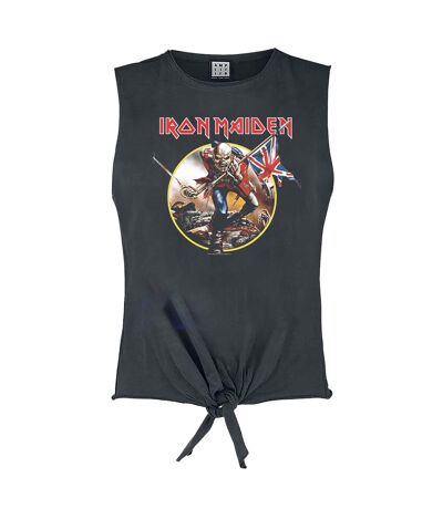 Womens/ladies Killers Iron Maiden Vintage Crop Top Charcoal Amplified