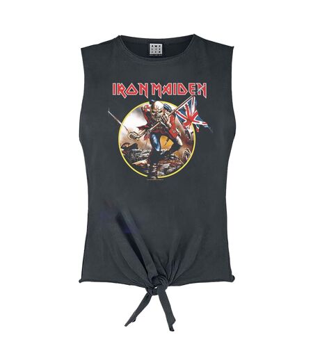 Womens/ladies Killers Iron Maiden Vintage Crop Top Charcoal Amplified