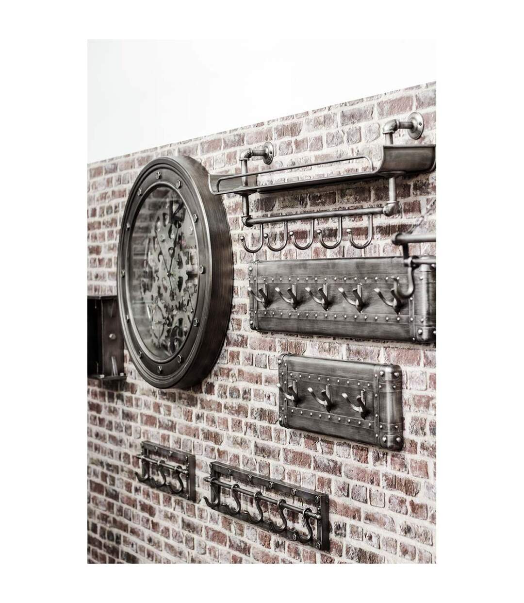 Patère Murale en Métal 5 Crochets 73cm Anthracite-2