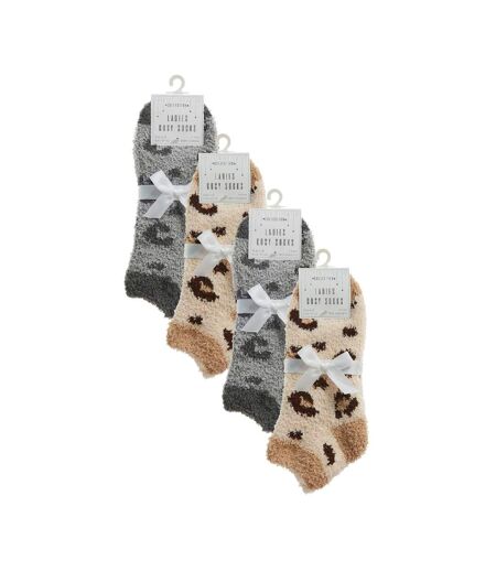 8 Pack Ladies Animal Print Low Cut Cosy Socks