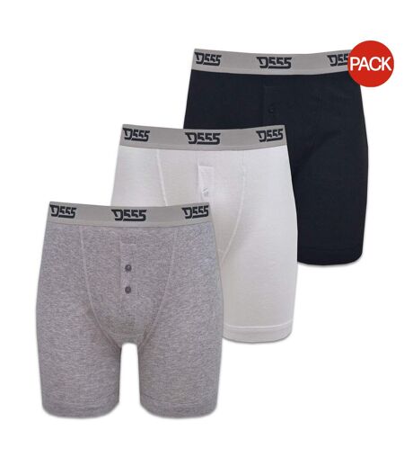 Duke London Mens Driver Boxer Shorts (Pack Of 3) (Black/White/Grey) - UTDC113
