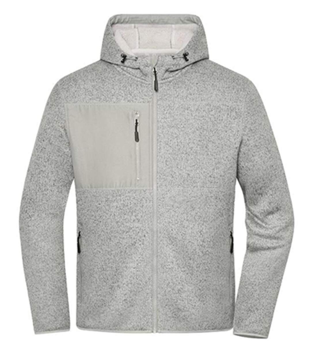 Polaire tricot doublée sherpa - Unisexe - JN1874 - gris ciment mélange nature-1