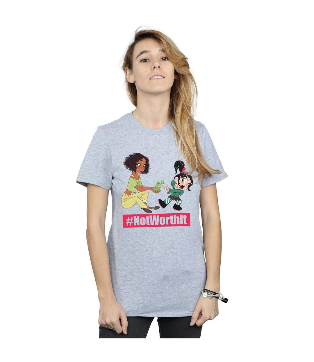 Disney Womens/Ladies Wreck It Ralph Tiana And Vanellope Cotton Boyfriend T-Shirt (Gris sportif) - UTBI47570-2