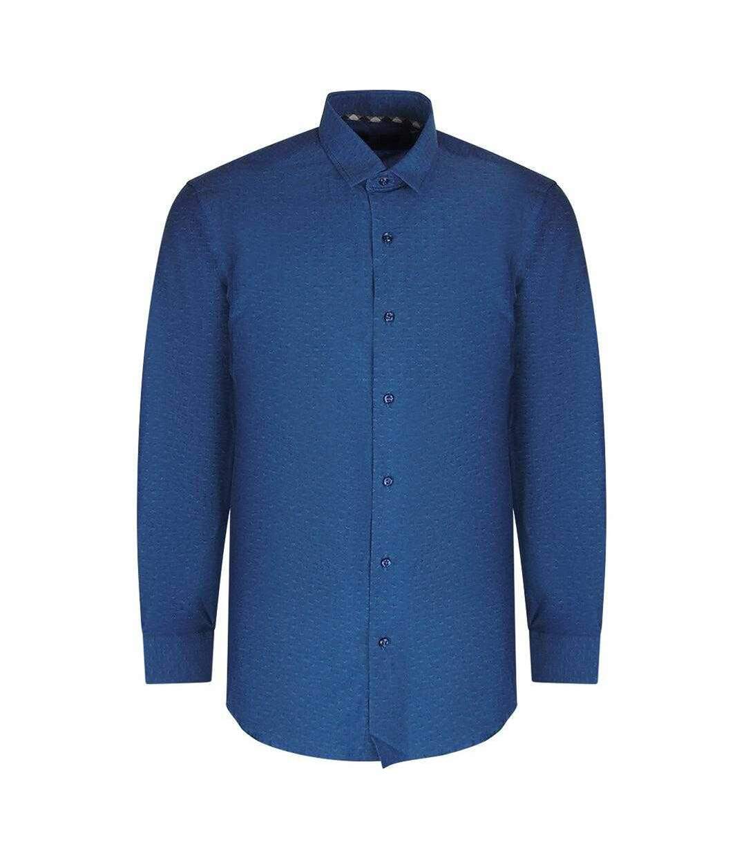 Chemise Manches Longues Motif/style Texturé Homme Bleu Foncé Aquascutum-1