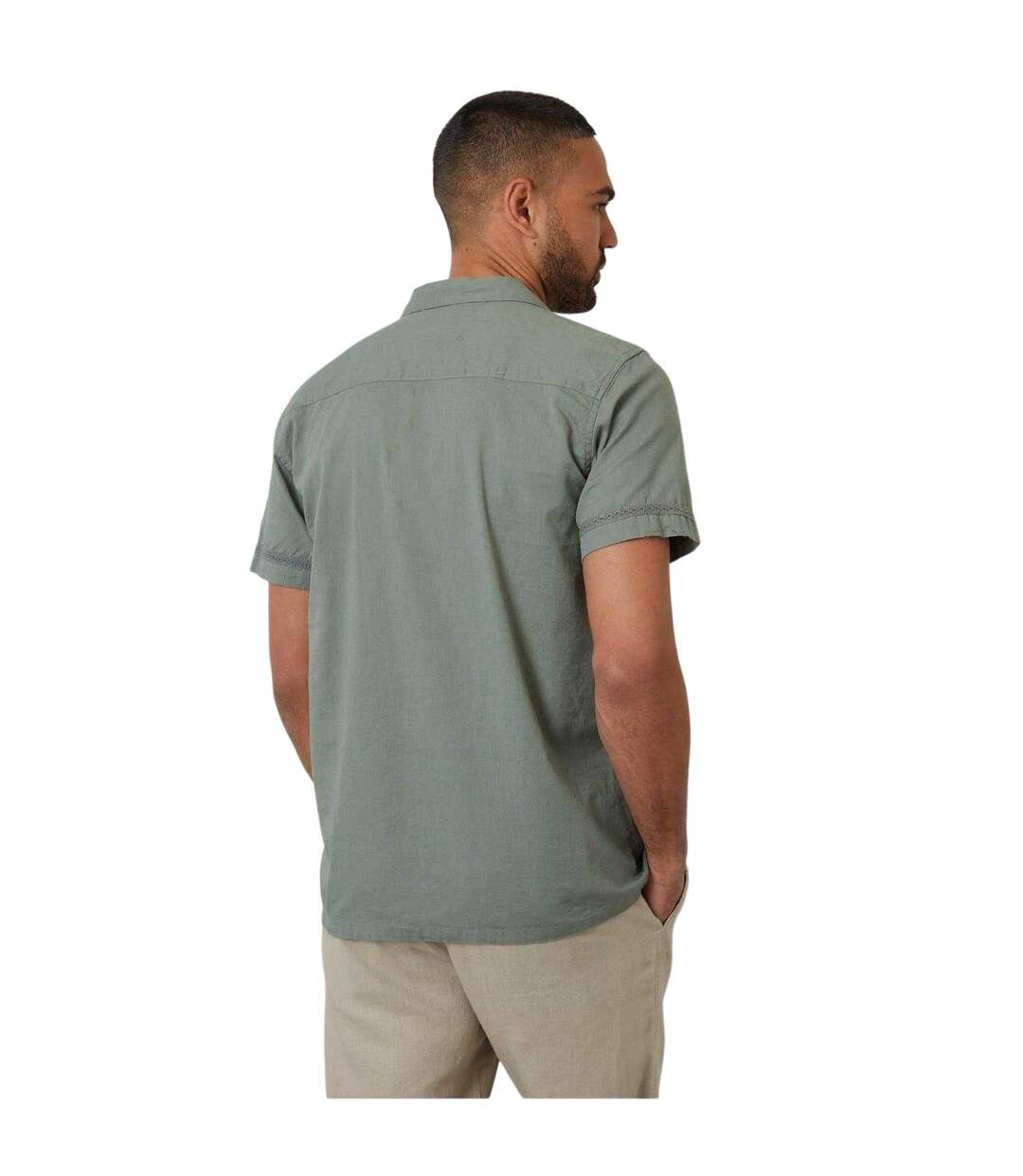 Chemise Manches Courtes Motif/style Bord En Crochet Homme Vert De Gris Clair Threadbare-3