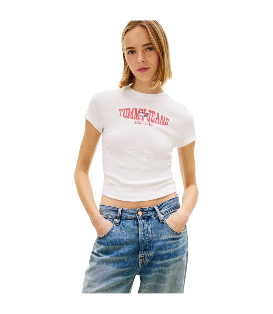 T-shirt Motif/style Logo Femme Écru Tommy Jeans-4