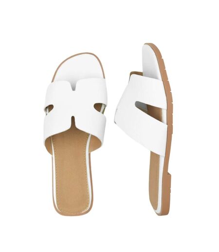 Womens/ladies Mae Instep Strap Wide Sandals White Where´s That From