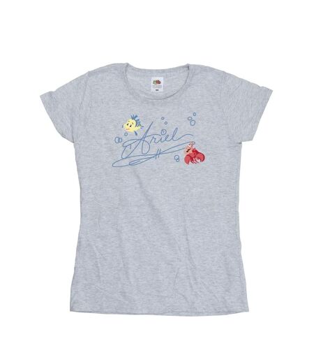 Disney T-shirt en coton Ariel La Petite Sirène Femme/Ladies (Gris sportif) - UTBI26401