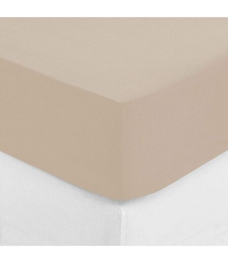 Drap Housse 2 Personnes Percale 160x200cm Beige Lin
