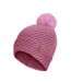 Bonnet Tricoté À Pompon Et Revers Motif/style À Motifs Anala Femme Rose Trespass-4