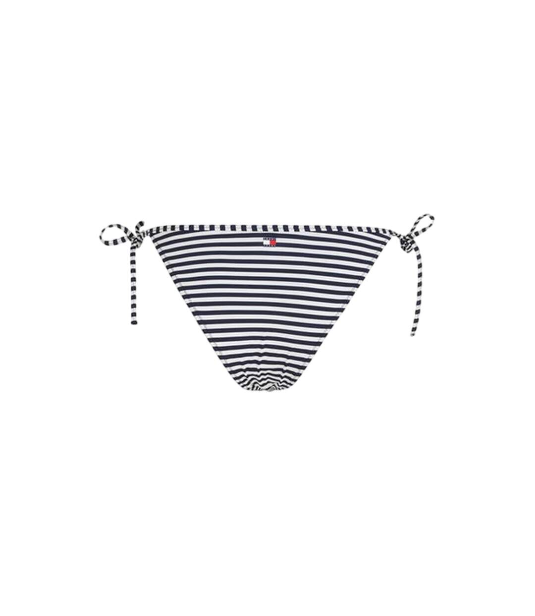 Womens/ladies Scheeky Striped Side Tie Bikini Bottoms White Black Tommy Jeans-1