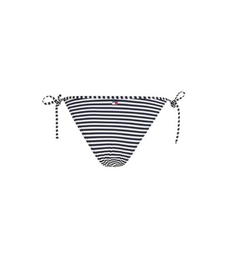 Womens/ladies Scheeky Striped Side Tie Bikini Bottoms White Black Tommy Jeans