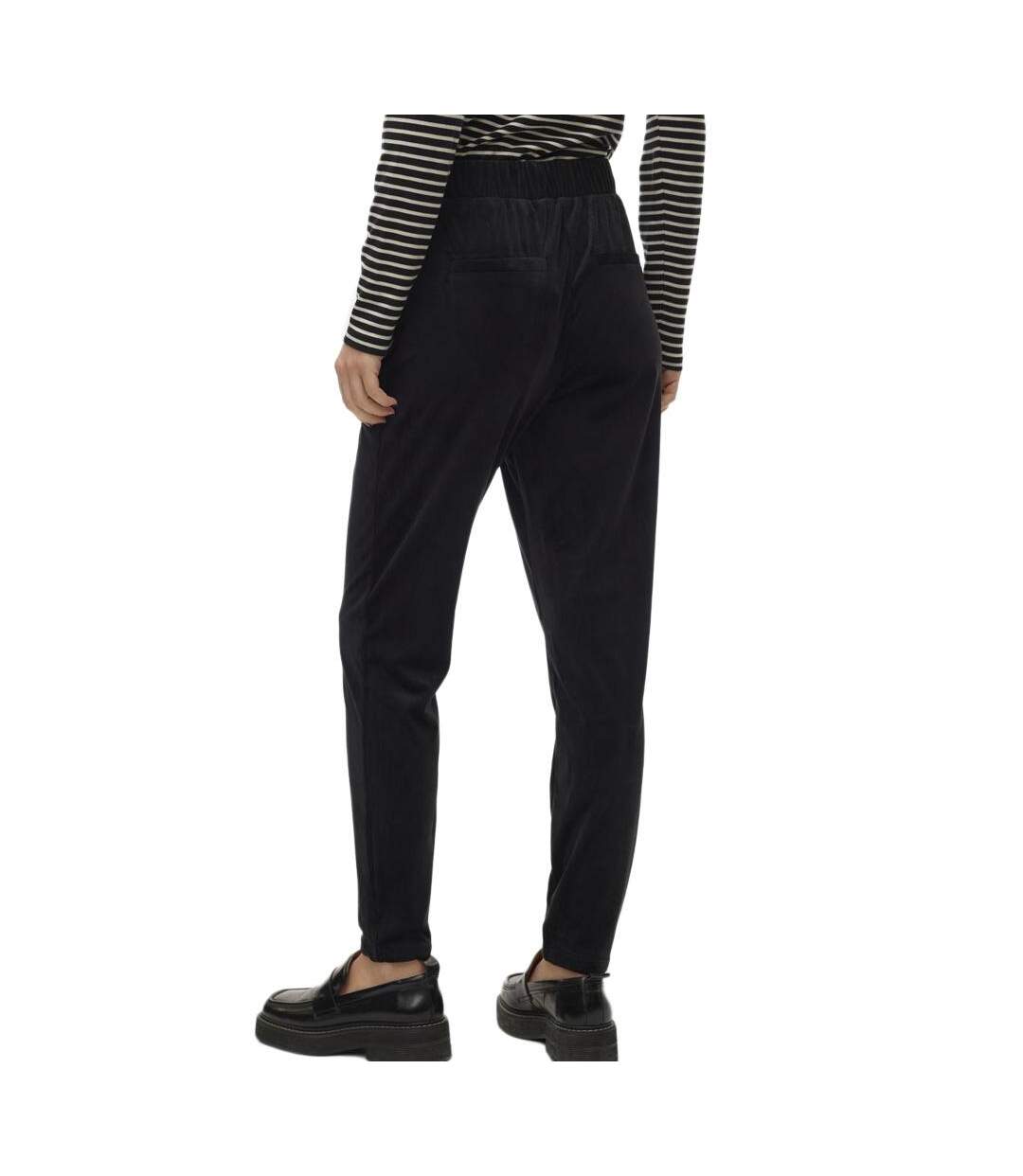 Pantalon fluide velours noir femme vero moda lea-2