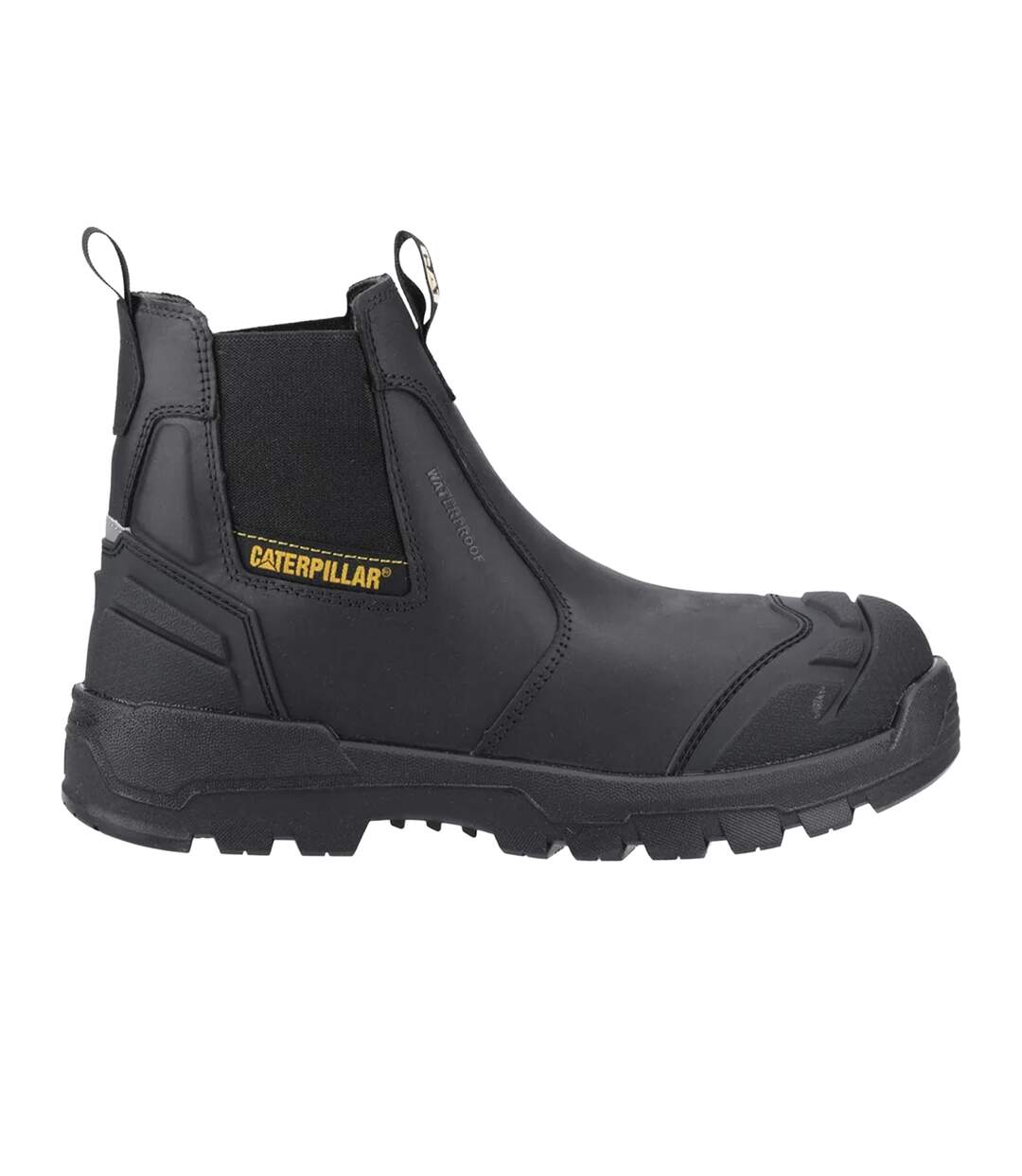 Mens Striver Xl Grain Leather Safety Boots Black Yellow Caterpillar-4
