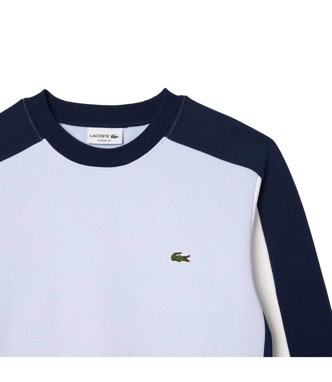 Mens Colour Block Crew Neck Sweatshirt Blue White Lacoste-2