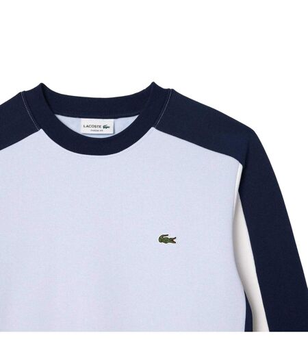 Mens Colour Block Crew Neck Sweatshirt Blue White Lacoste