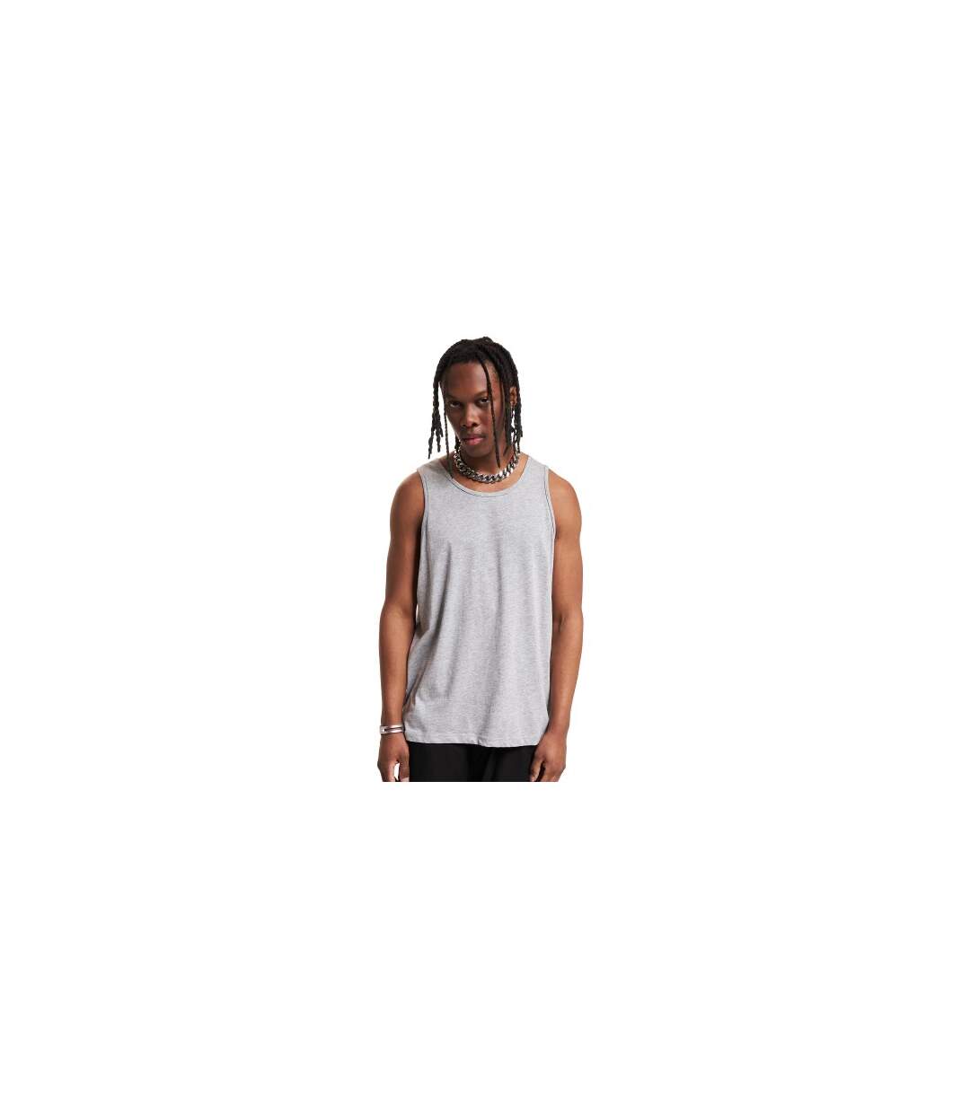 Mens Basic Tank Top Gris Chiné Build Your Brand-2