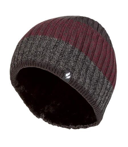 Mens Fleece Lined Striped Winter Beanie | Heat Holders | High Performance Soft Insulated Thermal Hat