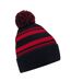 Bonnet Motif/style Rayé Fan Noir Rouge Classique Beechfield-2