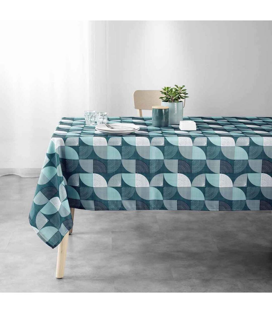 Nappe Imprimée Ambroise 145x240cm Pétrole-3