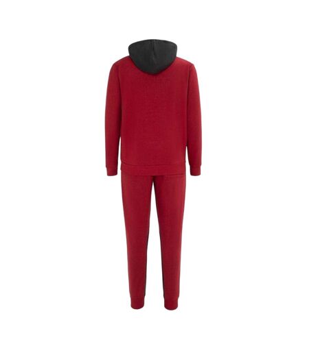 Mens Two Tone Cotton Blend Workout Tracksuit Dark Red Grey Lonsdale