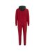 Mens Two Tone Cotton Blend Workout Tracksuit Dark Red Grey Lonsdale-2