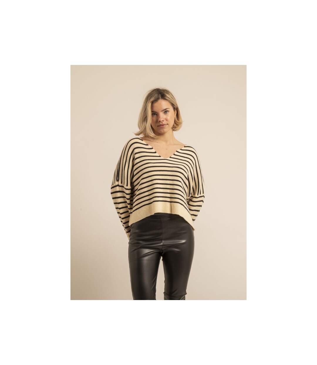 Pull à rayures col V KAPUCINE - Dona X Lisa-1