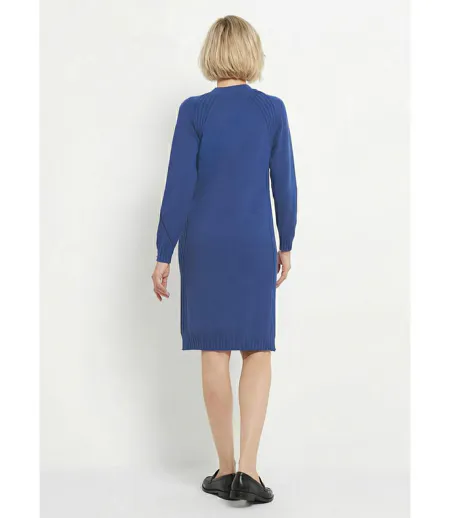 Robe-pull col montant détails côtelés perlés