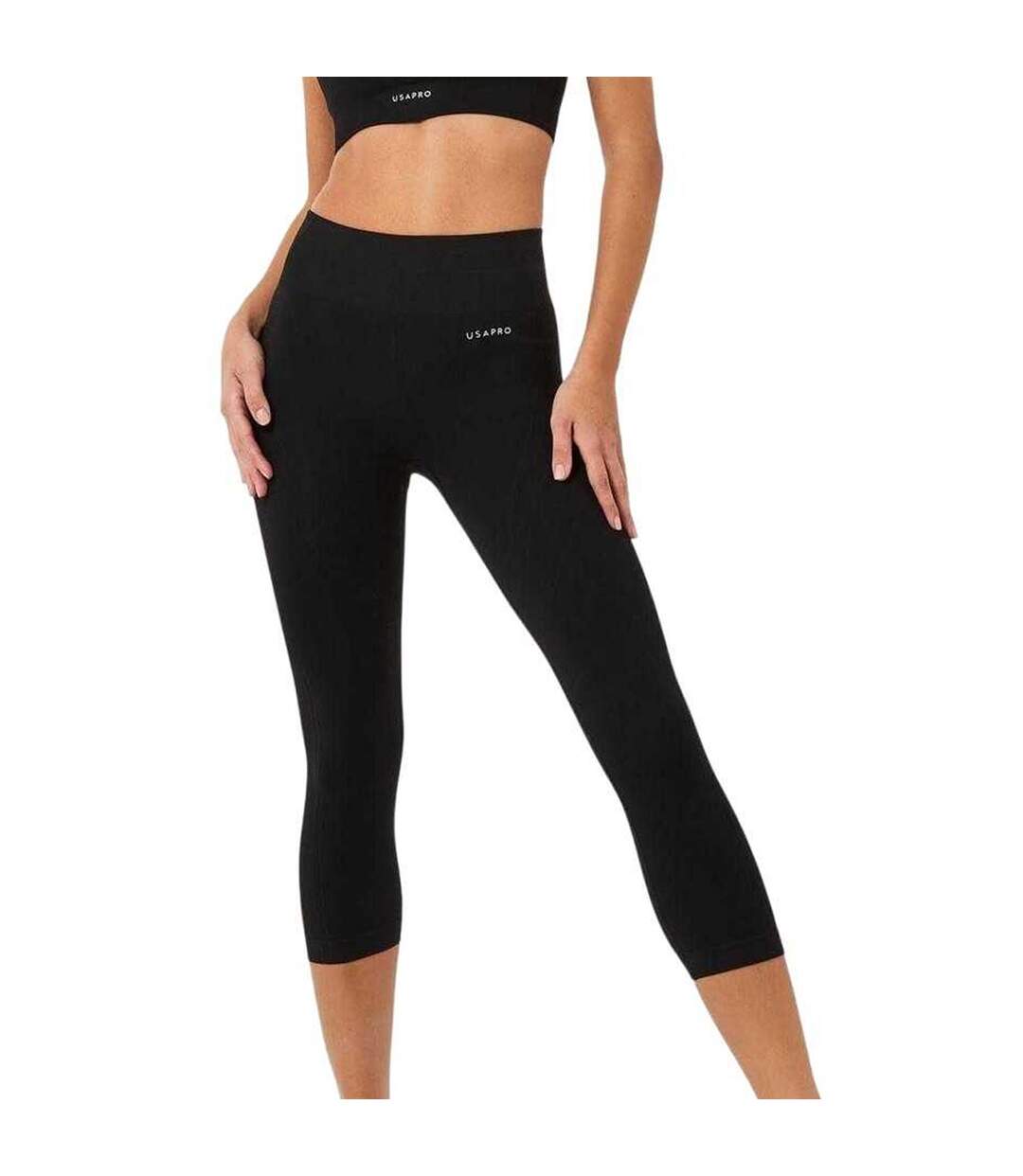 Legging ¾ Pro Femme Noir USA-1