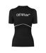 T-shirt Col Rond Manches Courtes Femme Coupe Slim Sans Coutures Noir Off White-3
