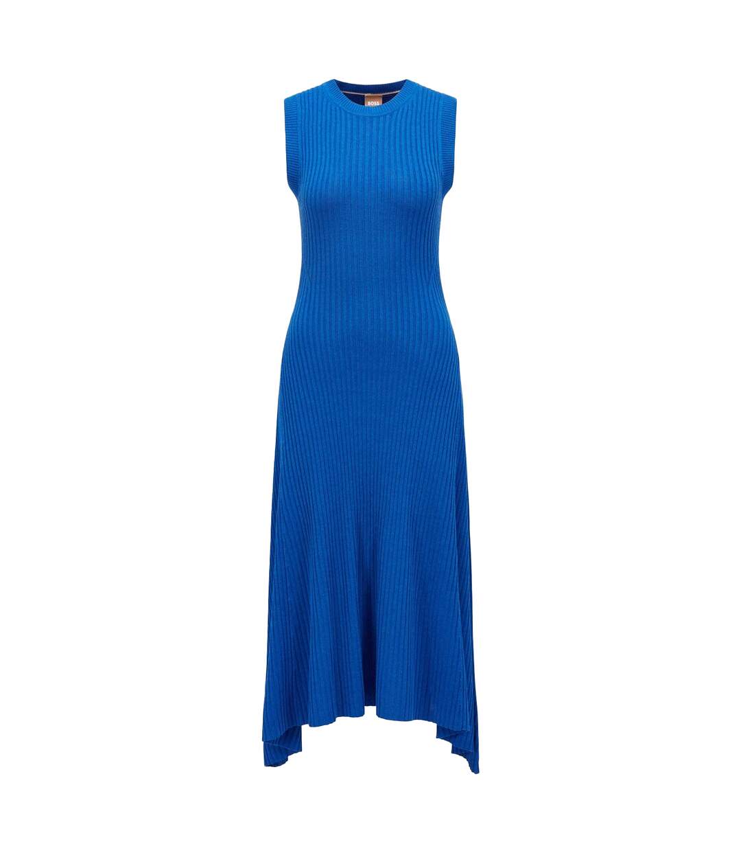 Womens/ladies Flenda Knitted Midi Dress Blue Boss-2