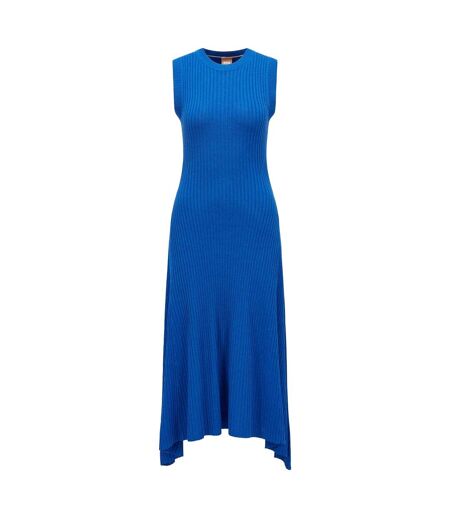 Womens/ladies Flenda Knitted Midi Dress Blue Boss