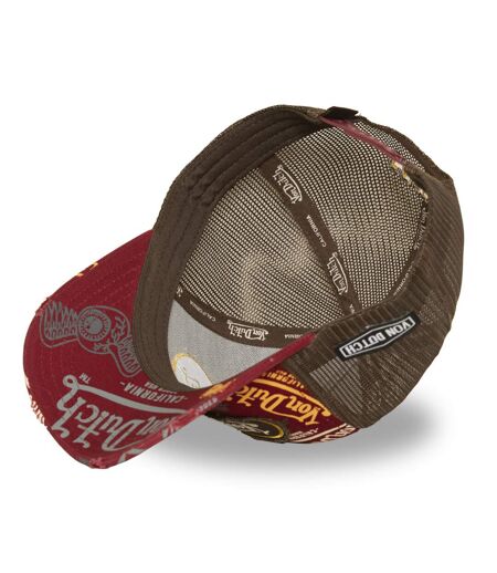 Casquette trucker imprimée avec filet et effet usé avec écusson Cafe Vondutch