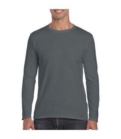 Pack Of 5   Mens Soft Style Long Sleeve T-shirt Charcoal Gildan