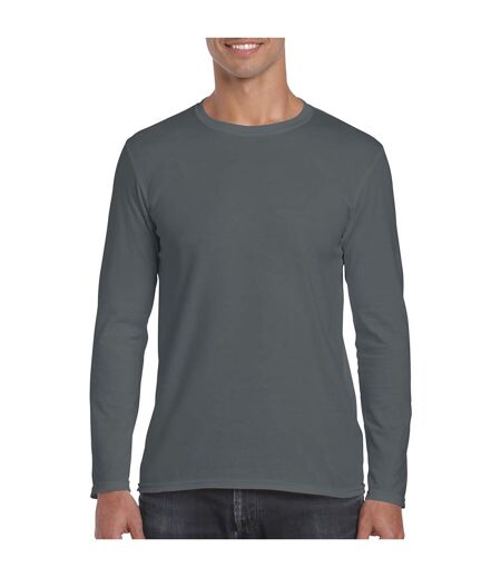 Pack Of 5   Mens Soft Style Long Sleeve T-shirt Charcoal Gildan