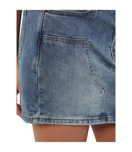 Mini Jupe Motif/style Panneau Femme Bleu Délavé Guess
