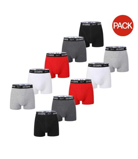Pack Of 10  Mens Boxer Shorts  Black Grey Red White Lee Cooper