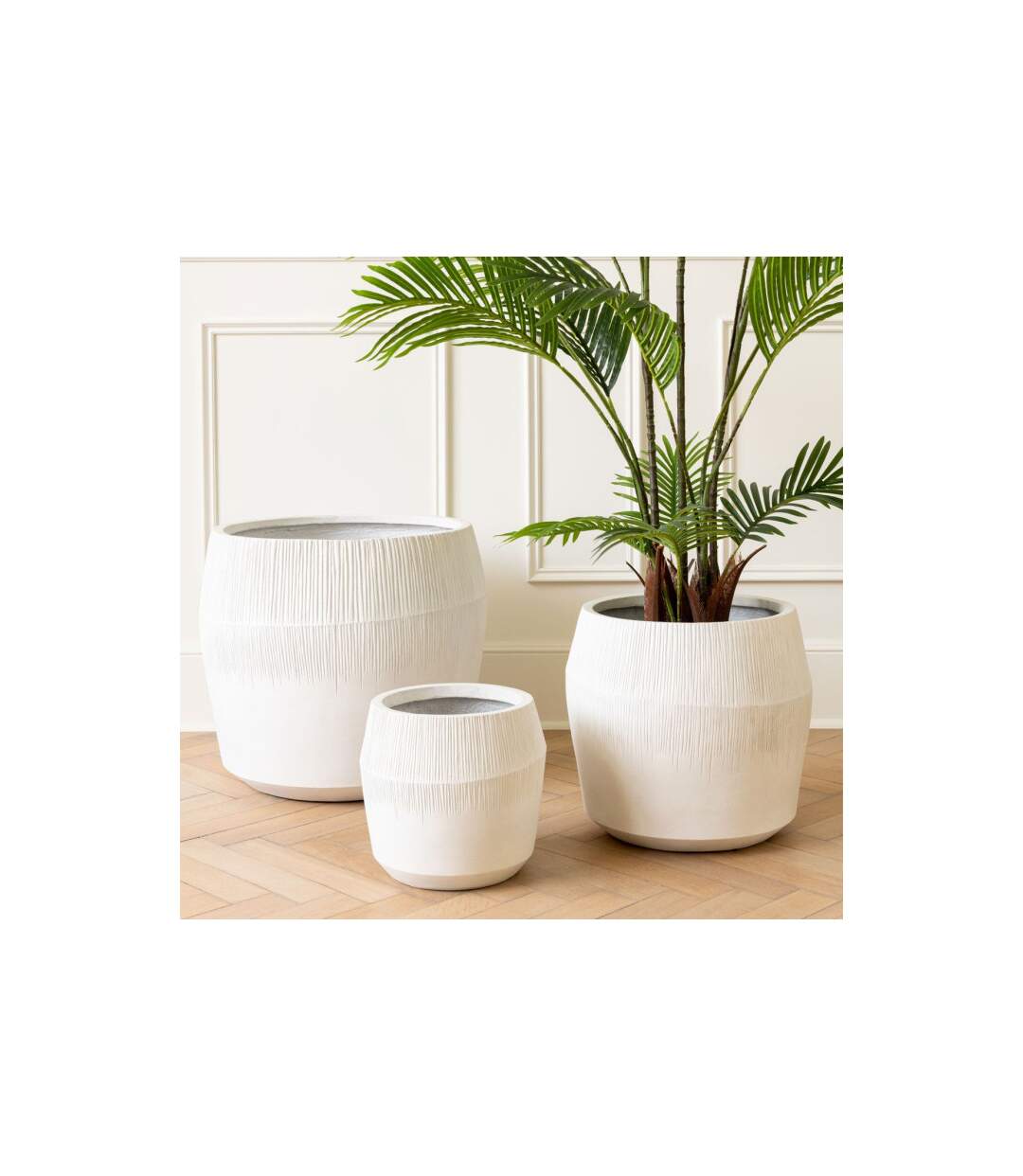 Lot de 3 Cache-Pots en Argile Abel 55cm Blanc-3