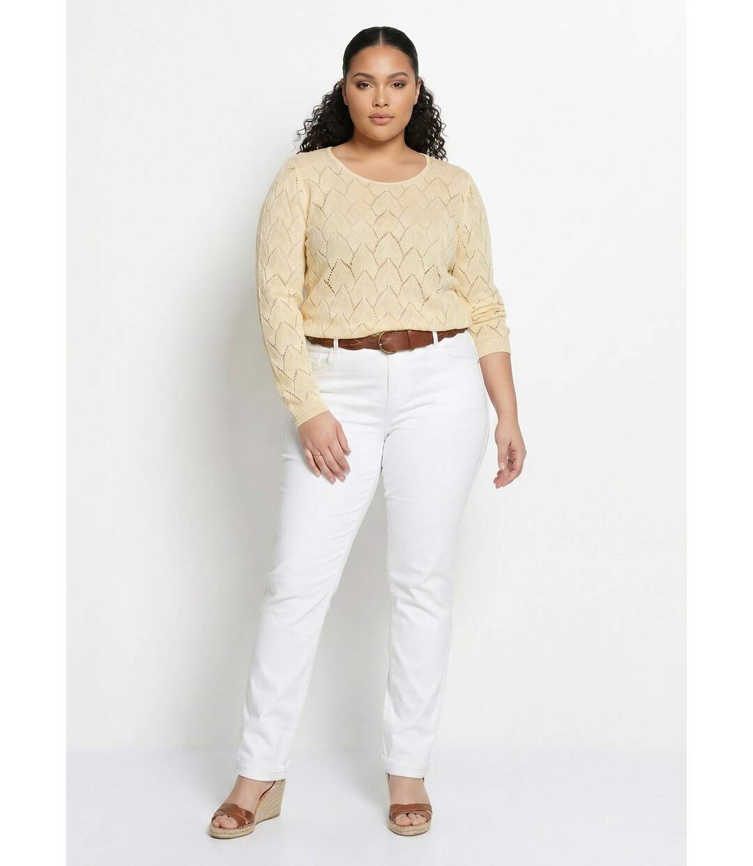 Pull maille ajourée avec fibres recyclées-3