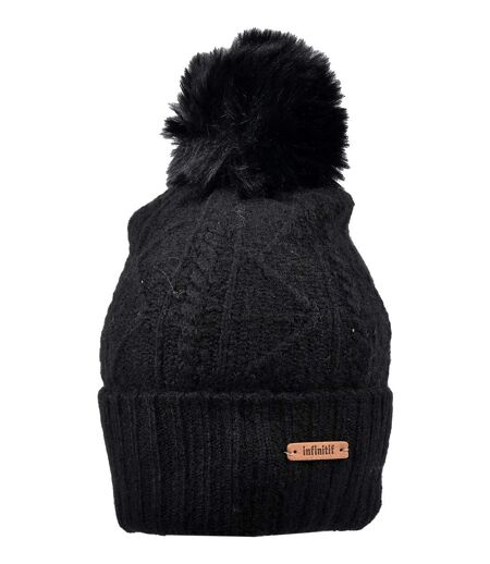 Bonnet Pompon INFINITF Femme 0212 POLAIRE NOIR