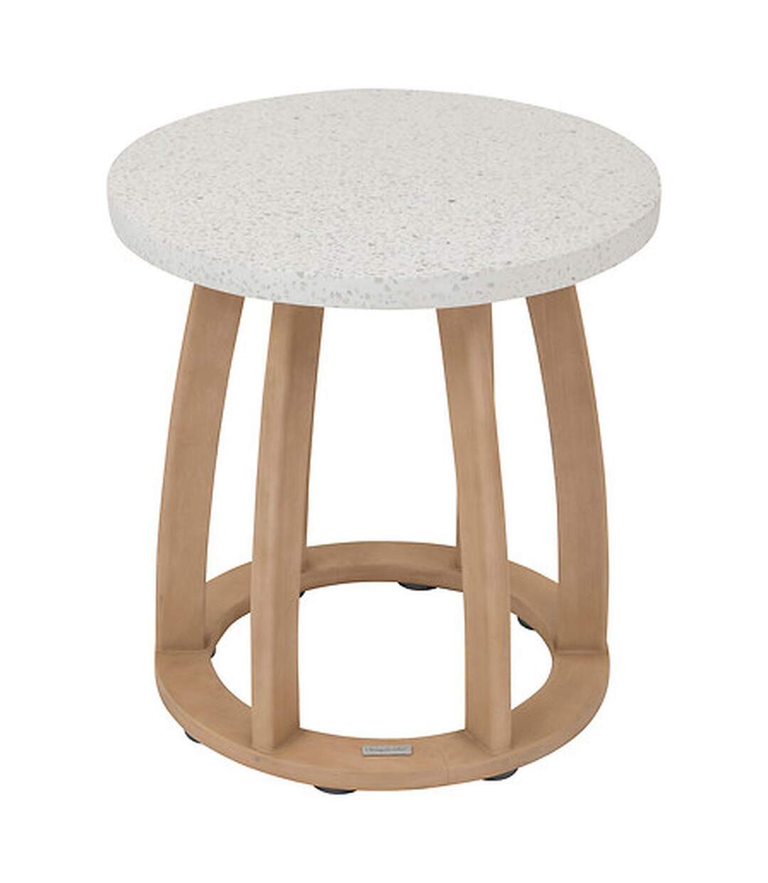 Table de jardin d'appoint ronde en bois et béton LEMINDO - Marron-1