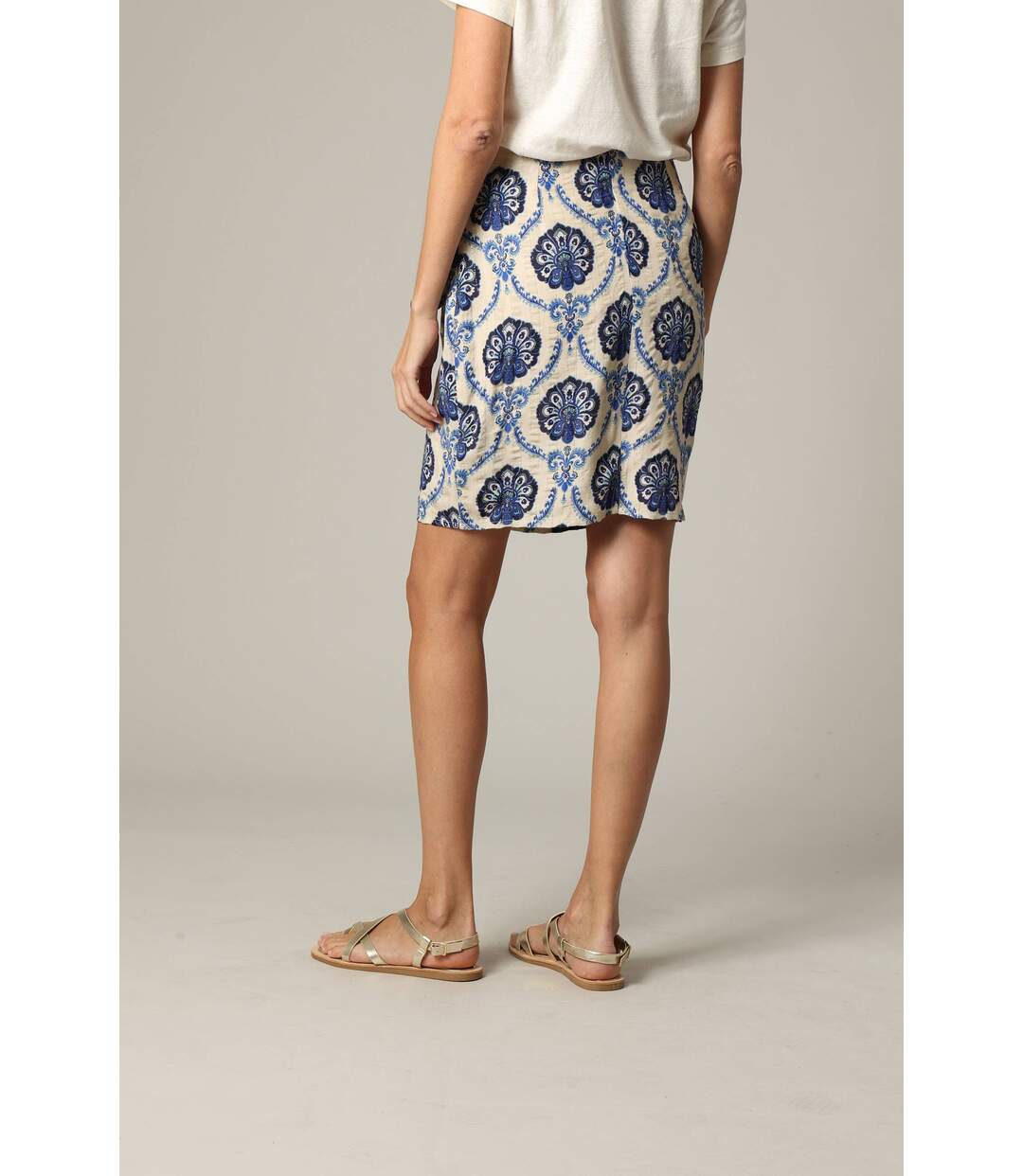 Jupe courte bohème avec imprimé cachemire et fils lurex OXALI-4