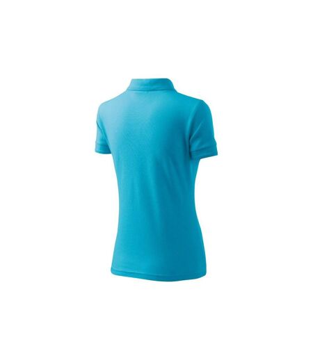 Womens/ladies Pique Polo Shirt Blue Adler