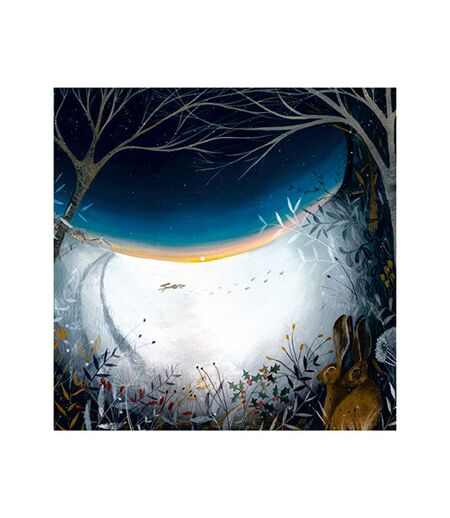Julia Crossland - Imprimé WINTER HARES (Blanc / Bleu / Marron) (40cm x 40cm) - UTPM5582