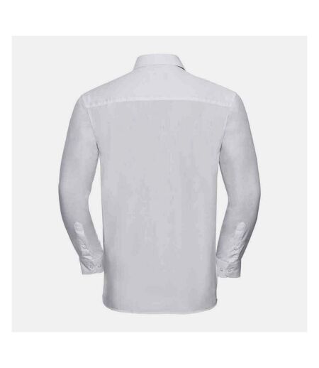 Russell Collection Mens Poplin Long-Sleeved Shirt (White) - UTPC6260