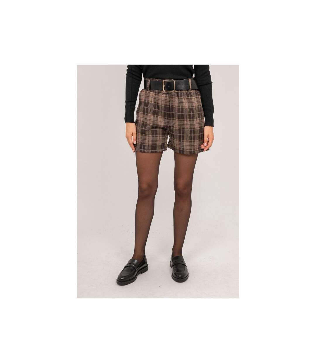 Short carreaux ceinturé XELINE - Dona X Lisa-1