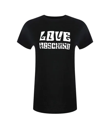 Womens/ladies Groovy Logo Short-sleeved T-shirt Black Love Moschino